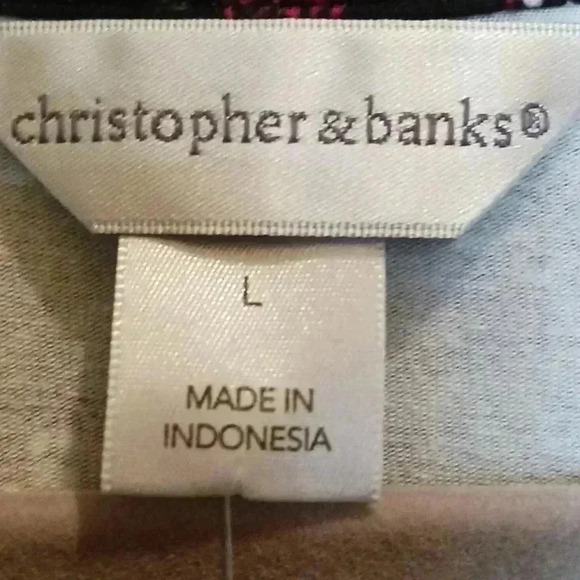 Christopher and Banks Short Sleeve Black floral top L - Picture 5 of 8